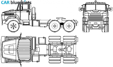 2007 KrAZ 6443 6x6 Truck blueprint